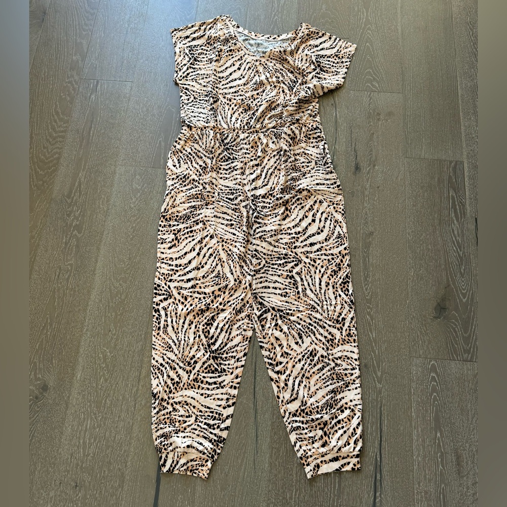 Comfort Code short-sleeve animal print jumpsuit